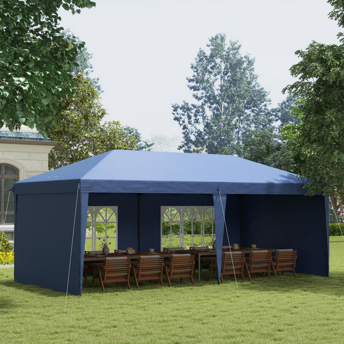 Outsunny Tente D'exterieur Escamotable 10'x20' Avec Sac De Transport, Bleu