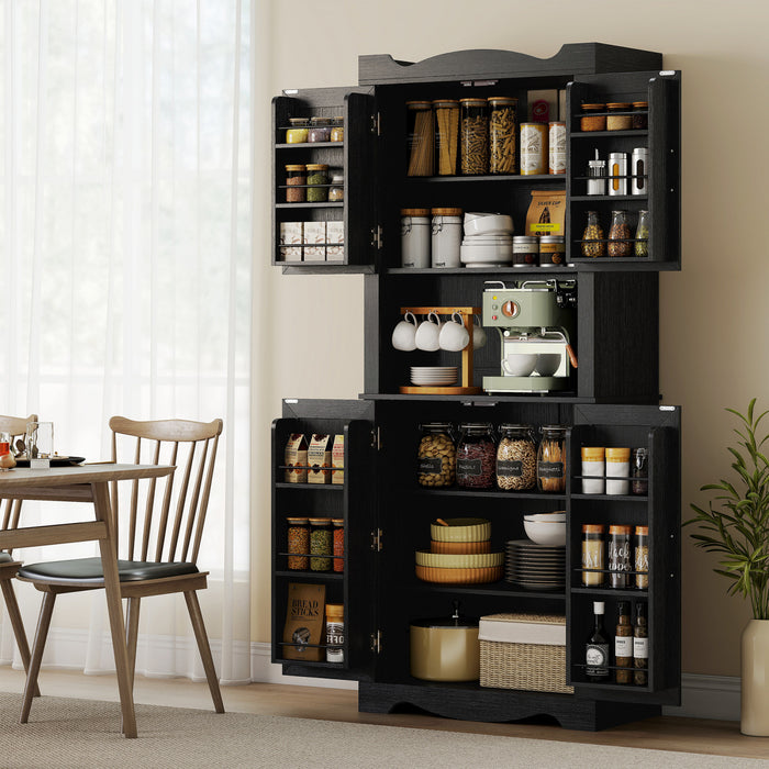 HOMCOM Armoire de cuisine 73\" avec etageres de porte, noir