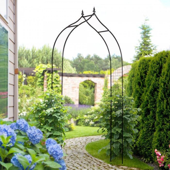 Outsunny Arche De Jardin En Metal 8pi Pour Plantes Grimpantes, Noir
