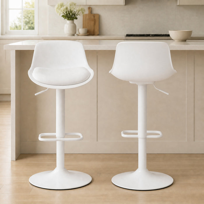 HOMCOM Lot de 2 tabourets de bar pivotants, chaises de bar, blanc