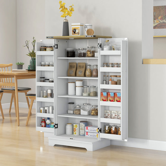 HOMCOM Armoire de rangement pour garde-manger de cuisine, Blanc creme