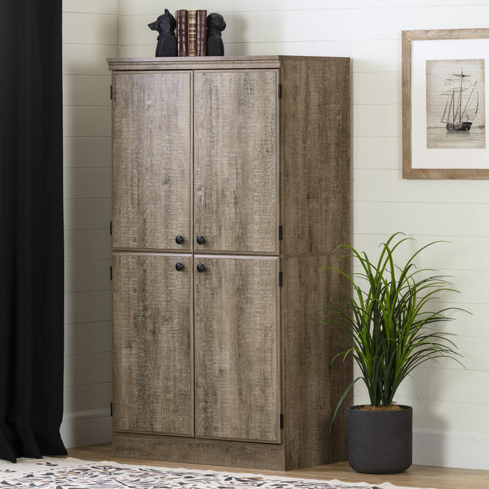Morgan Armoire De Rangement 4 Portes - Chene Vieilli