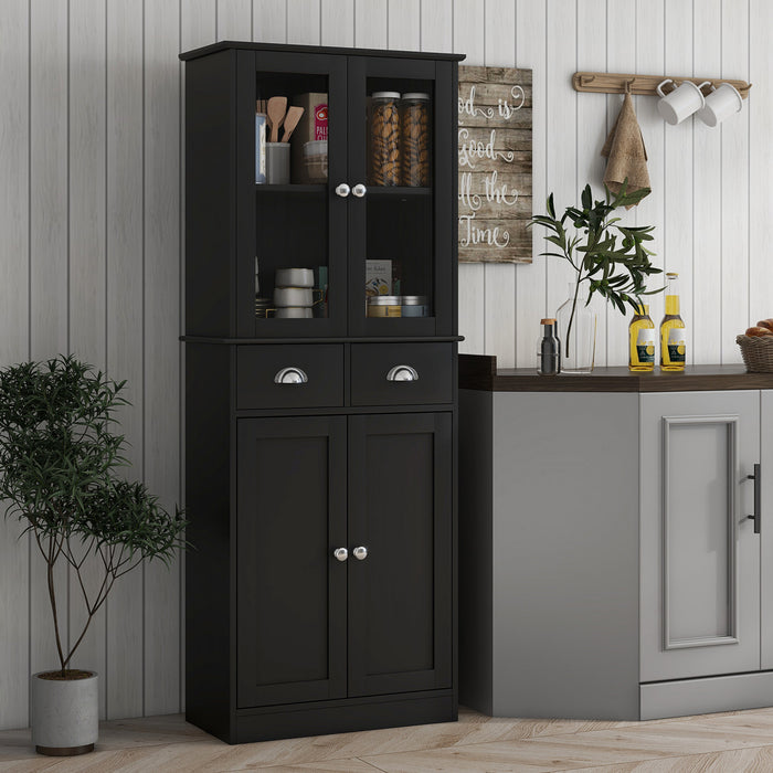 HOMCOM Armoire de rangement garde-manger de cuisine 61\" avec etageres