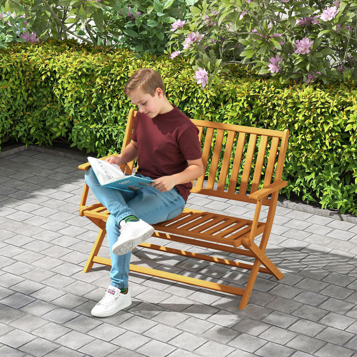 Outsunny Banc D'exterieur, Causeuse Pliable En Bois D'acacia De 46,5\", Teck