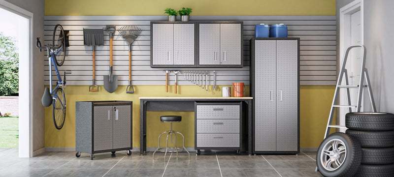 Ensemble de garage moderne Fortress 6 pieces en gris fonce