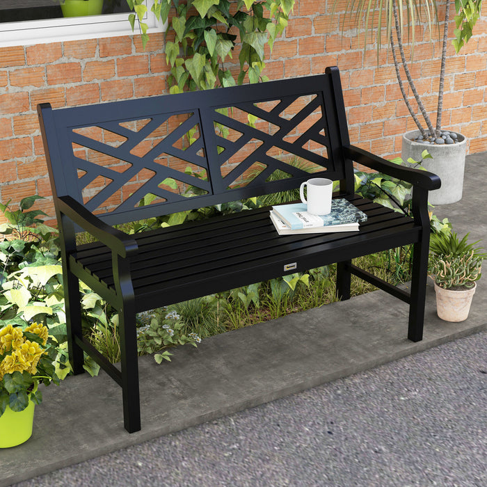 Outsunny Banc De Jardin En Bois Avec Siege Et Dossier A Lattes, Noir