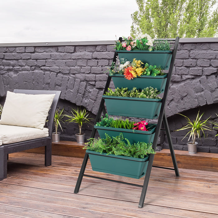 Boite De Planteur De Jardin Vertical Costway A 5 Niveaux Eleve Lit Eleve W / 5 Conteneur Vert