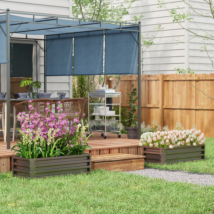 Outsunny Ensemble De 2 Lits De Jardin Sureleves, Jardinieres En Acier Pour Plantes D'exterieur, Jardiniere Surelevee, Facile A Assembler, Pour La Culture De Fleurs, Herbes Et Legumes, Gris Fonce