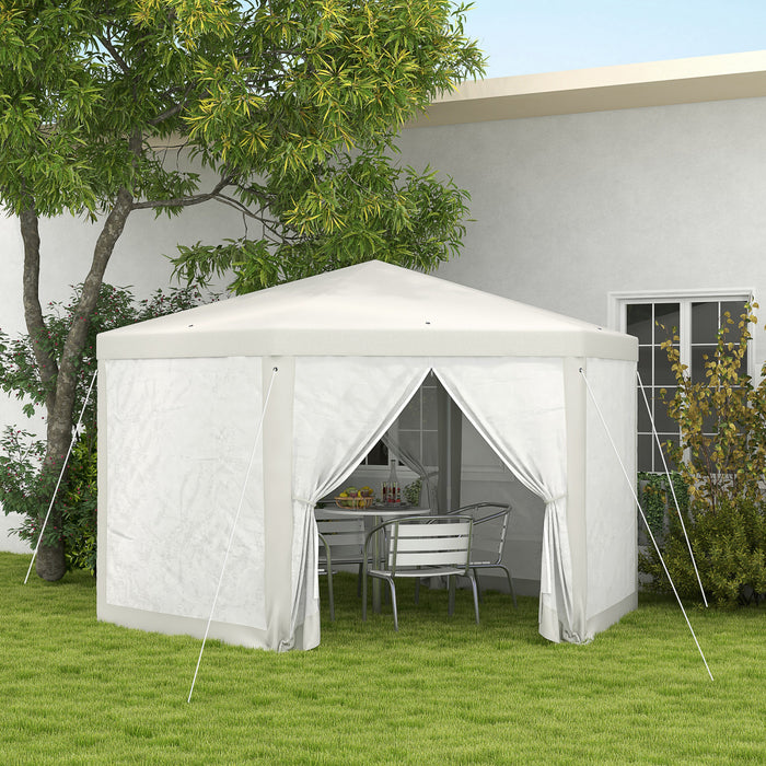 Outsunny Tente Tonnelle De Patio Hexagonale, Blanc Creme