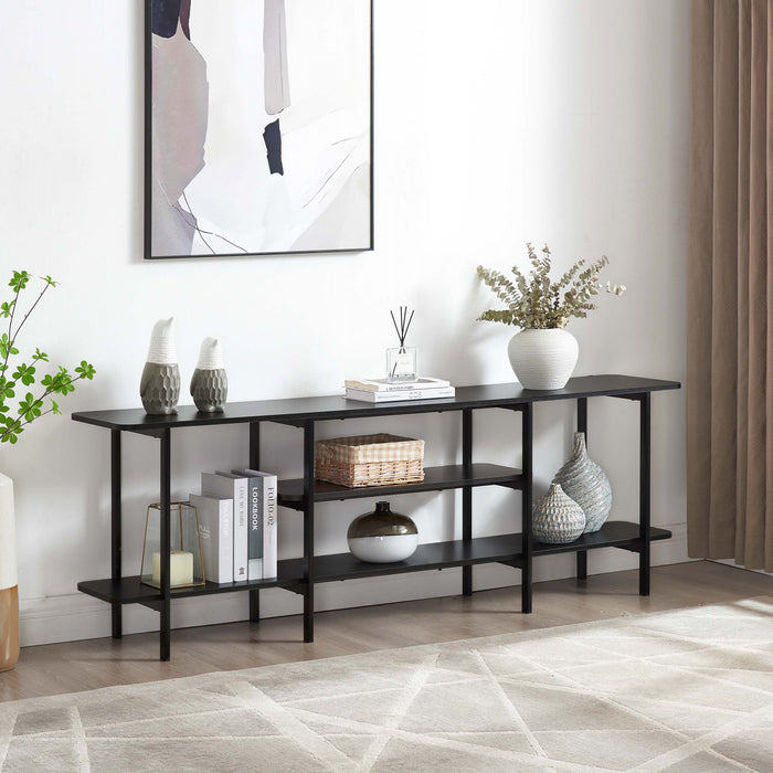Console moderne contemporaine Celine 71\" en noir (3 etageres)