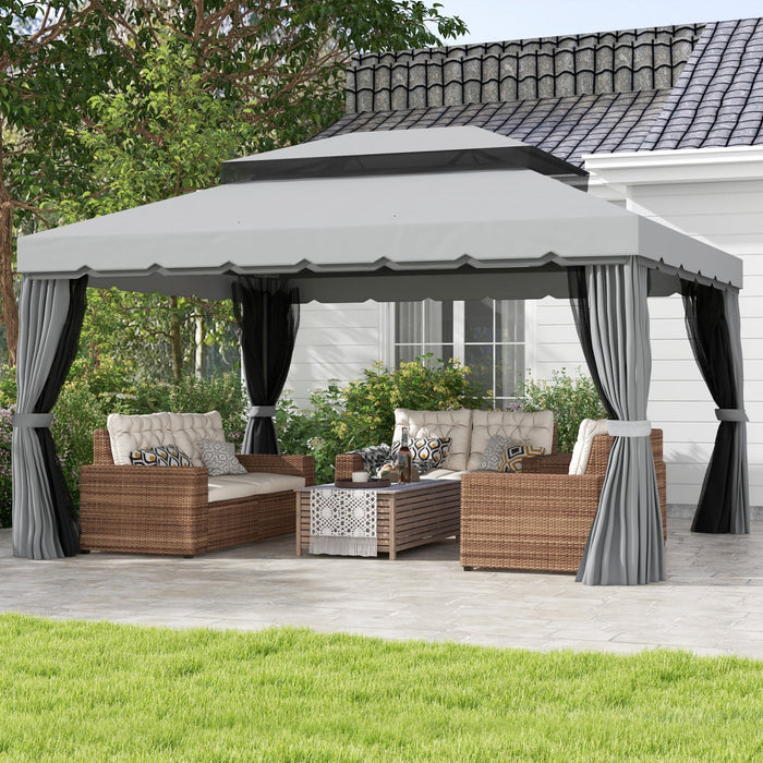 Outsunny Tonnelle de Jardin 13' x 10', Gris Clair