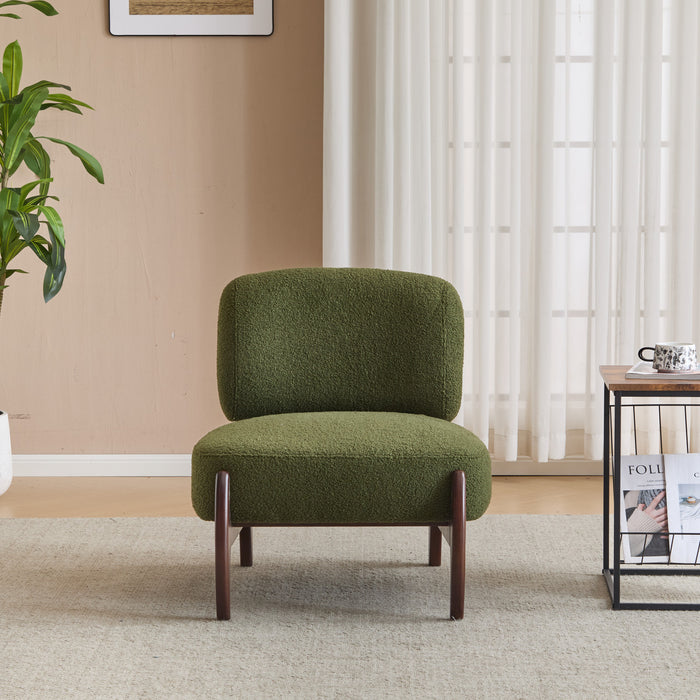 Coco Fauteuil de Salon Moderne en Bouclette avec Cadre en Bois Massif, Vert