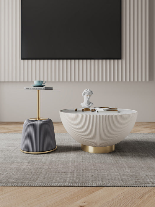 Ensemble de 2 tables Anderson Modern : table basse et table d’appoint en creme et gris
