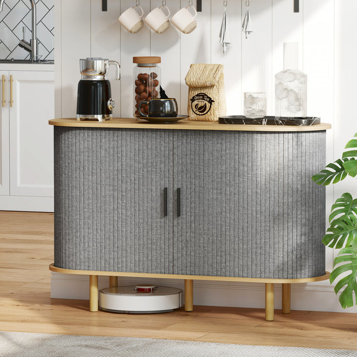 HOMCOM Buffet moderne 47\" avec portes coulissantes a tambour, gris