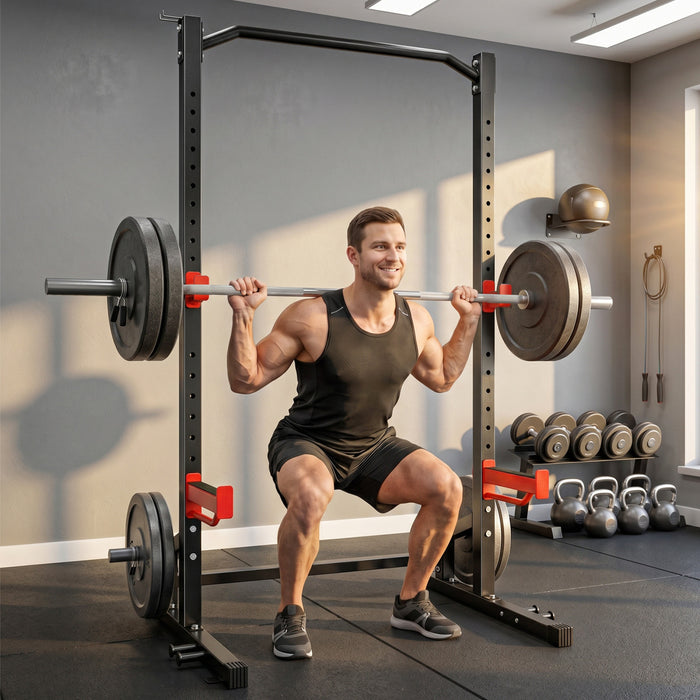 Soozier Rack a Squat 500 kg avec Barre de Traction