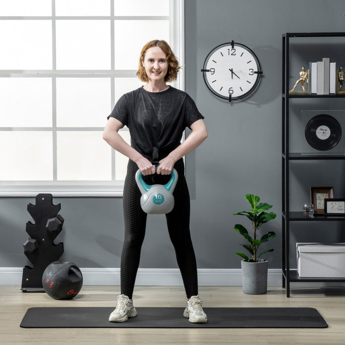 Soozier Kettlebell Souple 10 kg, Poids Rempli de Sable avec Poignee, Bleu Clair