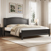Benson Full Size Solid Wood Platform Bed with Stylish Headboard, Black | Lit plateforme Benson en bois massif format Full avec tete de lit elegante, noir