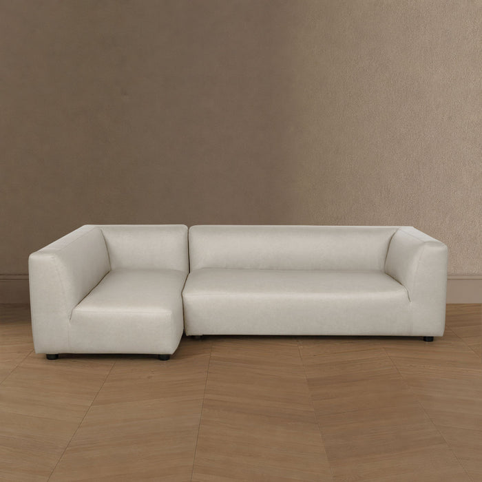 Canape sectionnel moderne contemporain Lukas 2 pieces, 118\", oriente a gauche, couleur creme
