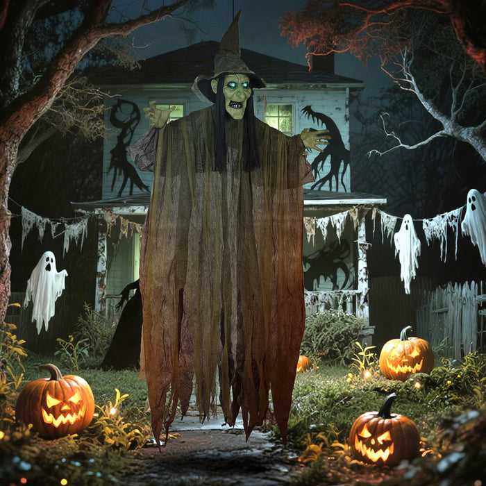 Outsunny Decoration D'halloween Animee, Sorciere Animatronique, Vert