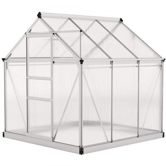 Outsunny Serre, Serre De Plain-pied Transparente Avec Porte Coulissante