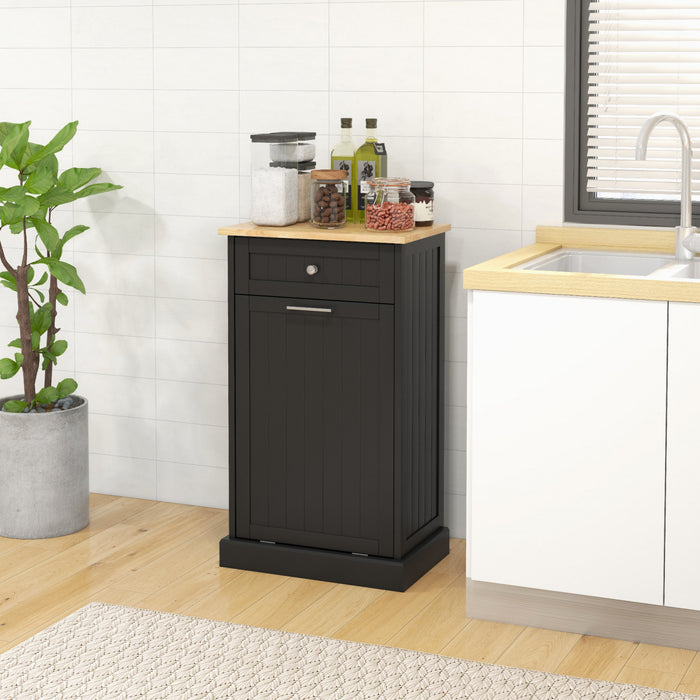 HOMCOM Armoire de poubelle inclinable de cuisine, armoire de recyclage