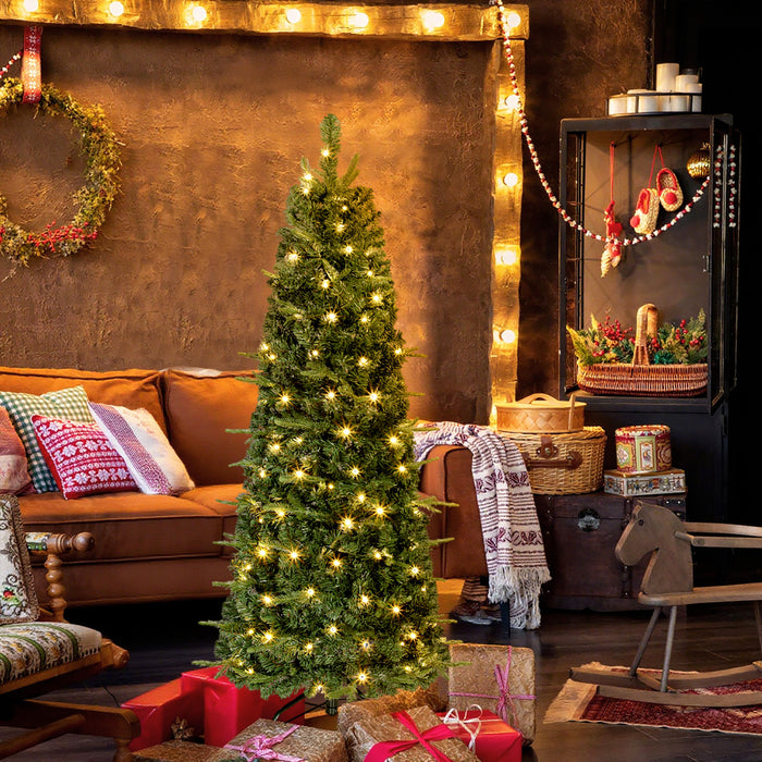HOMCOM Sapin de Noel Pop Up Pre-illumine de 152 cm, Sapin de Noel Artificiel Pliable, Vert