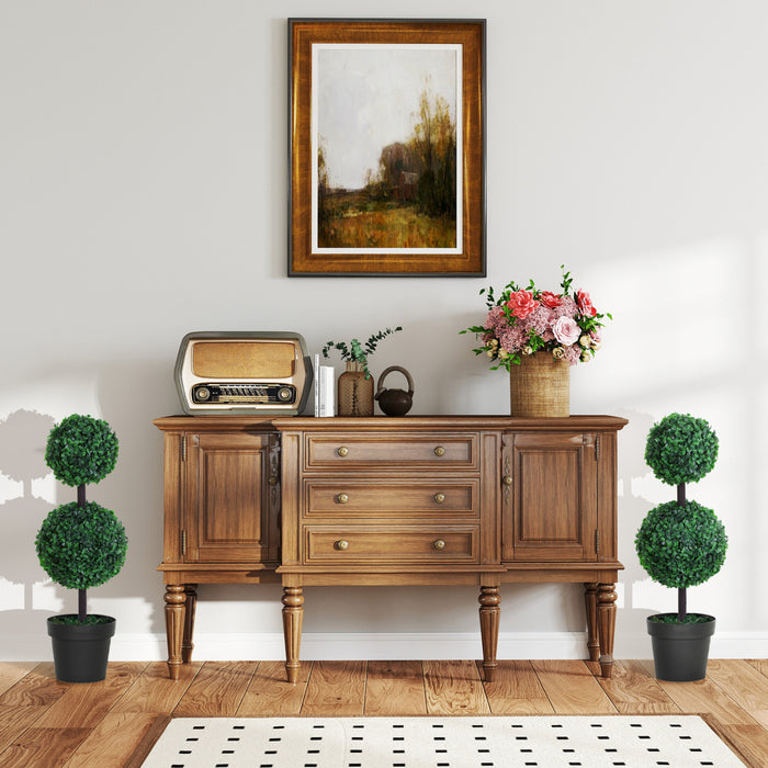Outsunny Ensemble de 2 Topiaires en Boule, Decoration de Salon, Vert Fonce