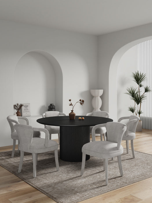 Ensemble de salle a manger chic industriel moderne Hathaway et Palmer 7 pieces en poussiere d’or et noir