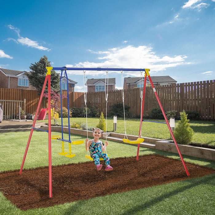 Outsunny Balancoire En Metal Avec 2 Sieges Planeur Cadre Forme De A Stand Reglable Corde A Suspendre Pour Aire De Jeux D'arriere-cour Ensemble De Jeu Exterieur Pour Enfant De 3 A 5 Ans 352 Lb