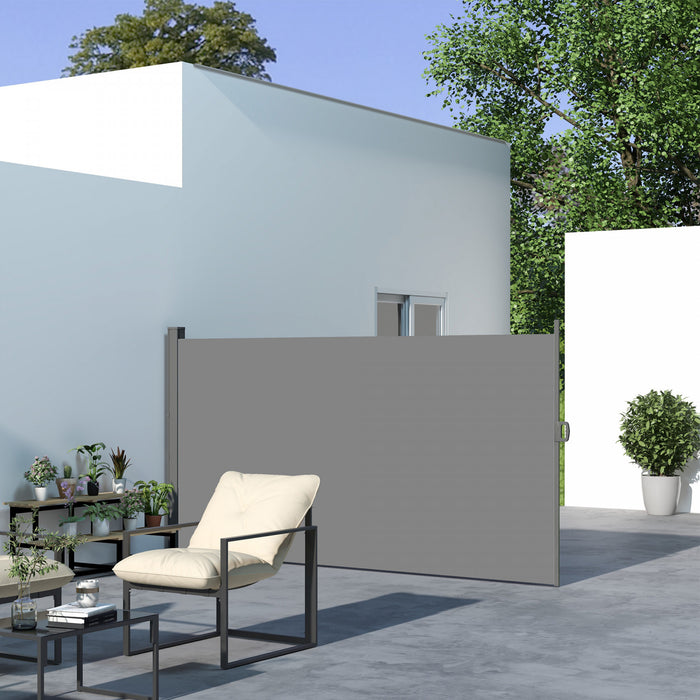 Outsunny 118\"x79\" Auvent Lateral Retractable Ecran D'intimite Pliable, Gris