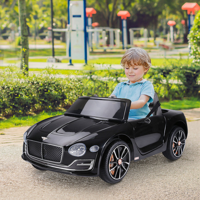 Aosom 12v Vehicules Electriques A Piles Bentley Sous Licence Avec Telecommande Parentale, Phares, Mp3, 2 Vitesses, Port Usb - Noir