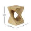 Miro 16" Modern Twisted Hourglass MGO Accent Table, Faux Wood Grain Indoor Side Table, Natural | Table d'appoint moderne sablier torsade Miro 16 pouces MGO, table laterale interieure imitation bois, naturel