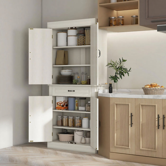 HOMCOM Garde-manger Cuisine 71\" Autoportant 4 Portes 2 Grandes Armoires