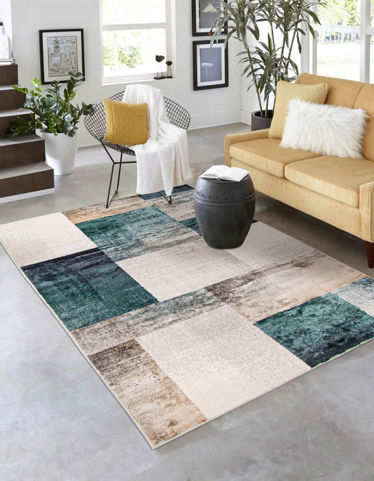Carpette Rylie bleu sarcelle - 5 pi 0 po x 8 pi 0 po