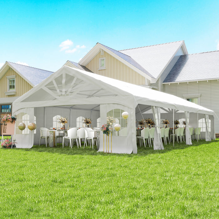 Outsunny Tente de Reception 6 x 12 m avec 2 Portes et 20 Fenetres, Robuste et Spacieuse
