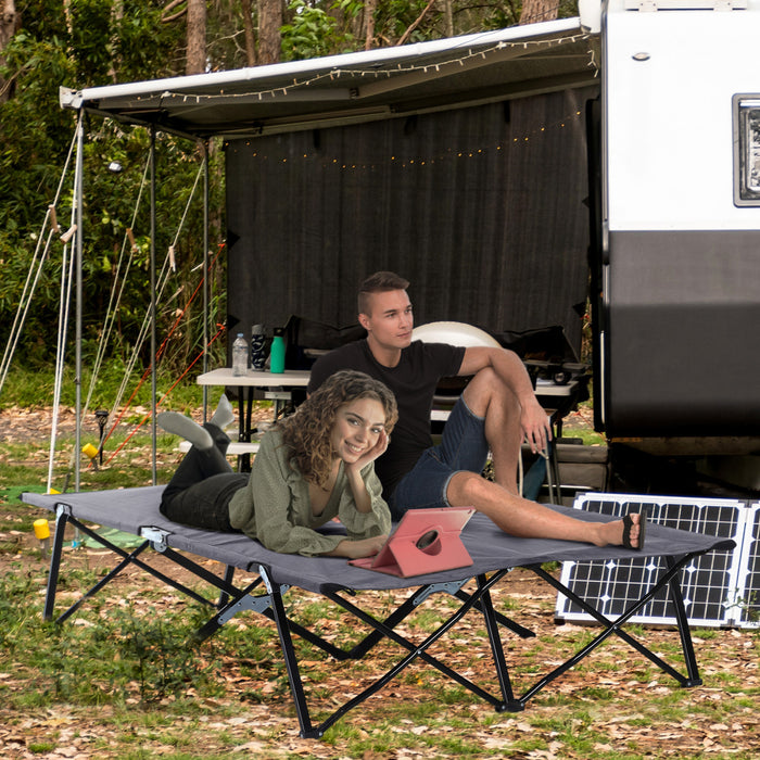 Outsunny Lit De Camping Pliant Pour Deux Personnes De 76 Po Avec Sac De Transport, Gris