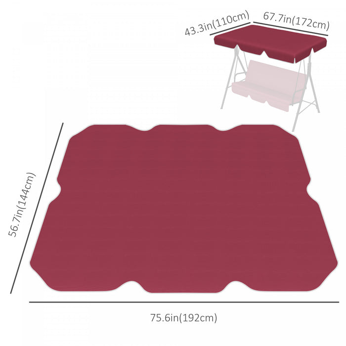 Outsunny Remplacement De L'auvent De Balancoire 2 Places Avec Cadre Tubulaire, Housse De Siege De Balancoire Exterieure, Pare-soleil Uv50+ (auvent Uniquement), Rouge Vin