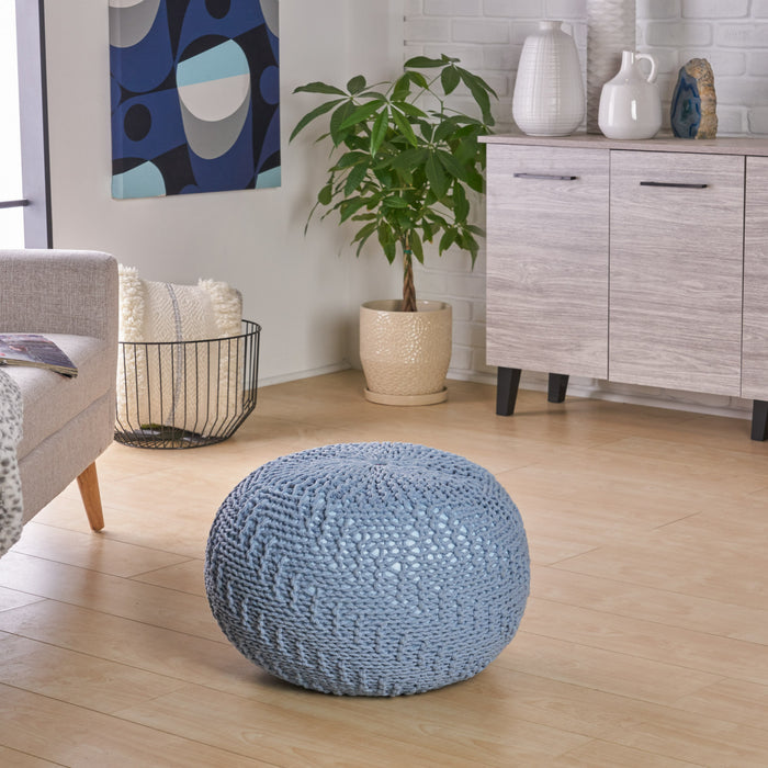 Pouf Rembourré Murphy, 100 % Coton, - Couleur Bleu Sarcelle