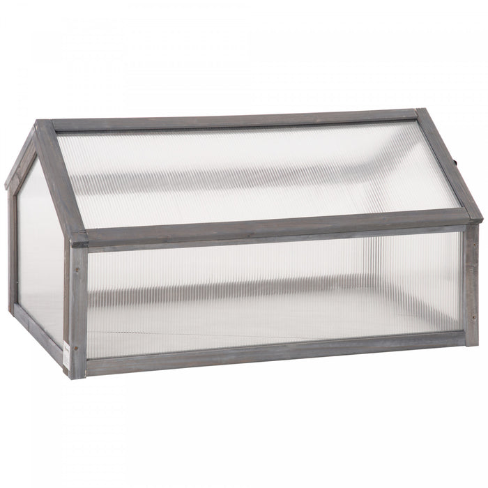 Outsunny en bois à cadre froid serre jardin Jardinière surélevée portable avec dessus ouvrable pour l’intérieur, l’extérieur, les fleurs, les légumes, les plantes, 35,5 « x 20,5 » x 19,5 « , gris