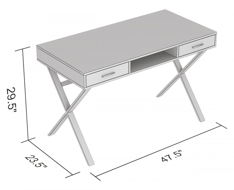 Bureau d’ordinateur de 47 po avec 2 tiroirs et 1 tablette - bois recyclé brun avec métal noir