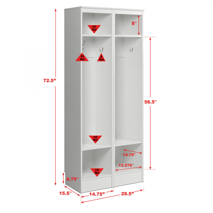 Portemanteau Etroit A 2 Tablettes – Blanc (ensemble De 2)