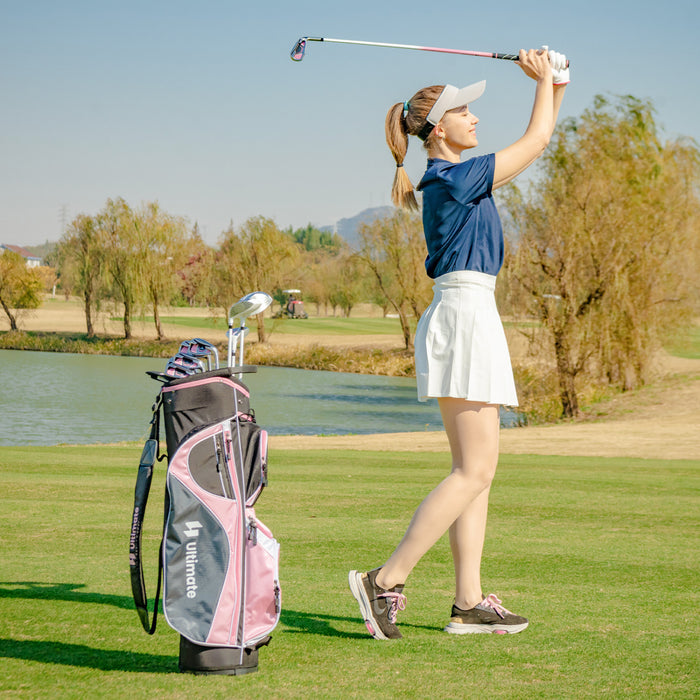 Ultimate Femmes Complete Golf Club Set Golf Club Package Set Avec Capuchon De Pluie, Main Droite Rose