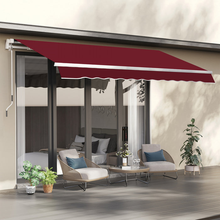 Outsunny 12' X 10' Toile De Store Retractable De Remplacement Pour Parasol Exterieur, Protection Contre Les Uv, Rouge Vin.