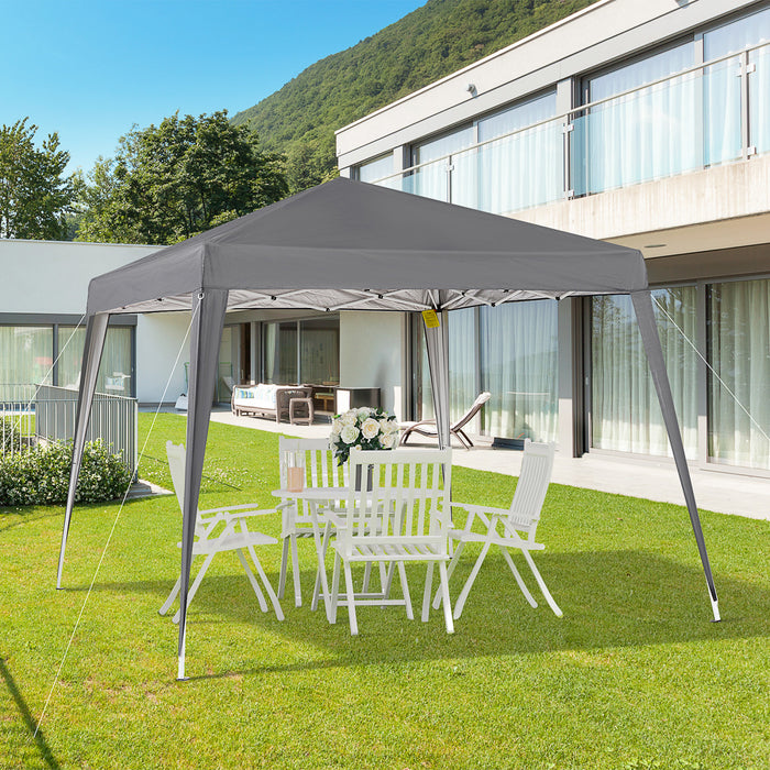 Outsunny 8' X 8' Pop Up Canopy Avec Jambes Inclinees, Tente Pliante Exterieure, Kiosque Portable De Fete De Jardin Avec Sac De Transport Pour Le Camping, Partie, Pique-nique, Gris