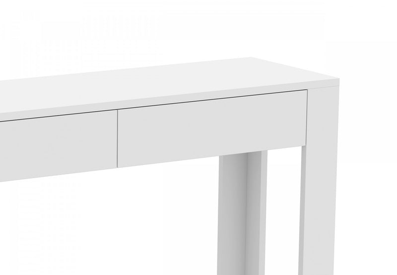 Console de 40 po avec 2 tiroirs et tablette - blanche 