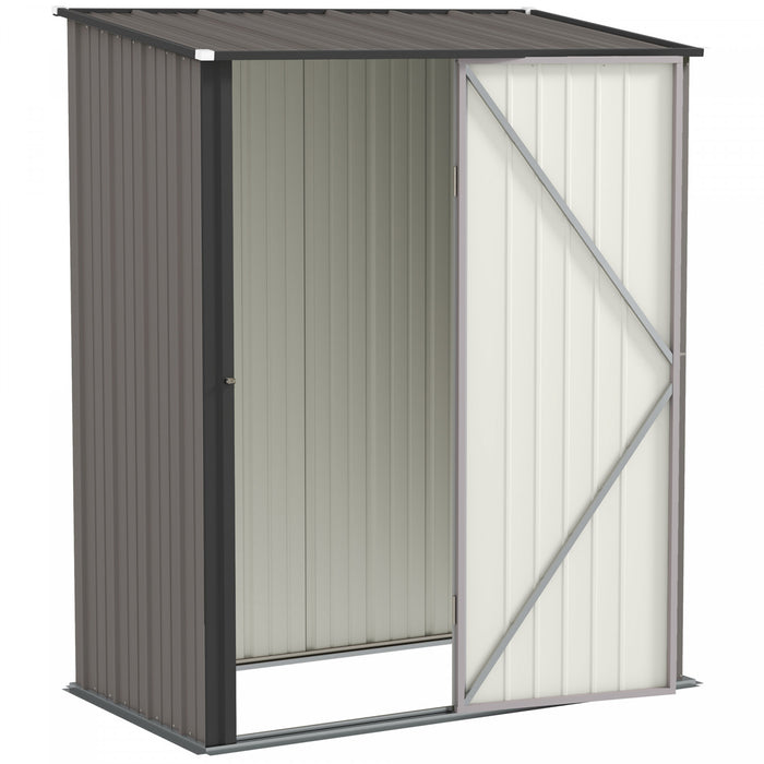 Outsunny Abri De Rangement Exterieur 5'x3' Avec Porte Simple, Gris Clair