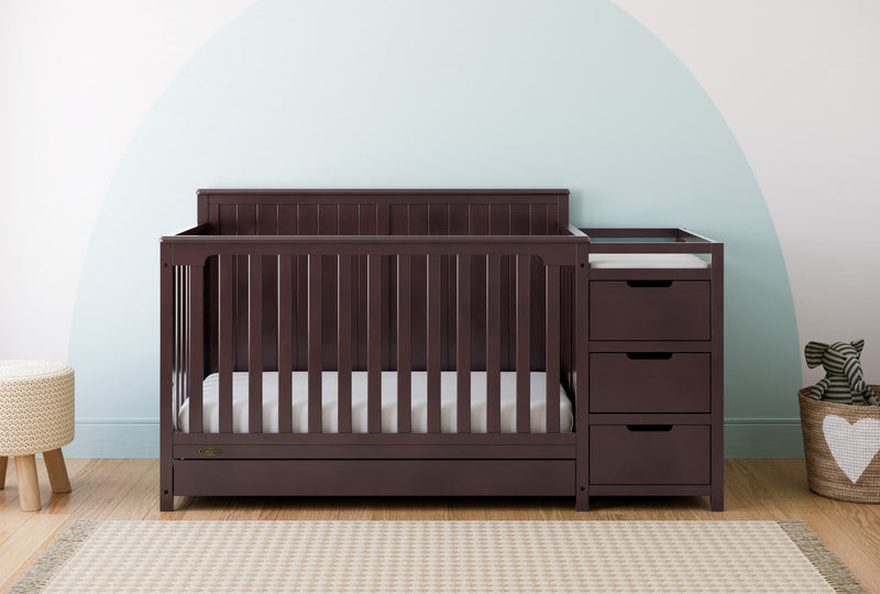Graco Hadley Lit de bebe convertible 5-en-1 avec table a langer et tiroir - Espresso