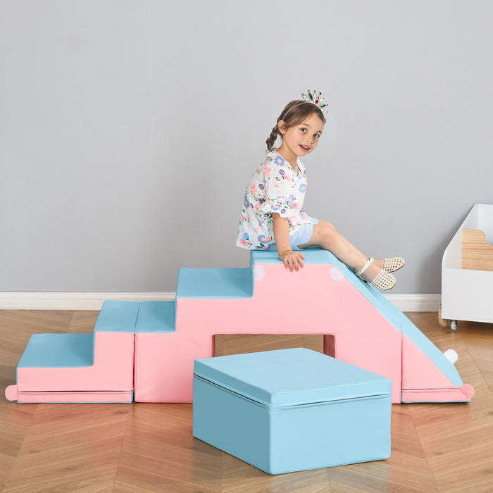 Qaba 2 Blocs De Construction En Mousse Modules De Motricite Jouets Educatifs Ideal Pour Grimper Glisser Pour Enfant De 1-3 Ans Rose Bleu