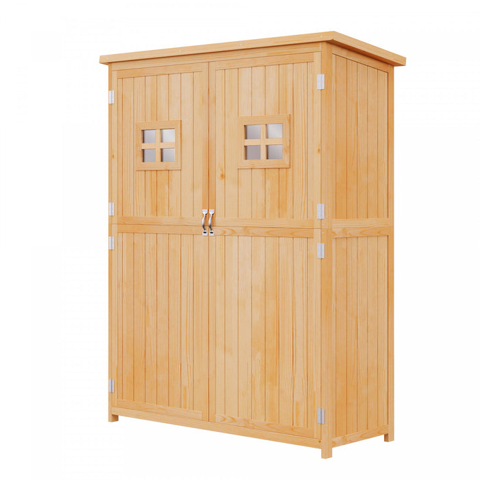 Outsunny 4'x1.5' Armoire A Outils En Bois Pour Abri De Jardin Fenetres