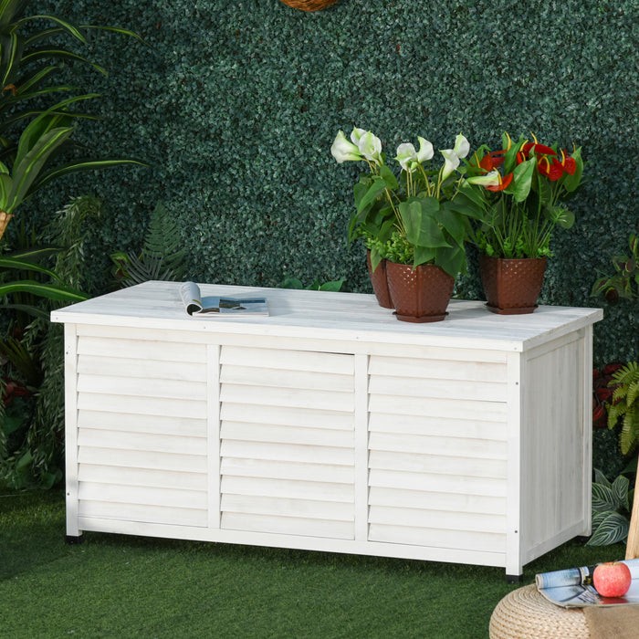Outsunny Boite De Rangement Exterieure En Bois Avec Espace D'aeration Blanc